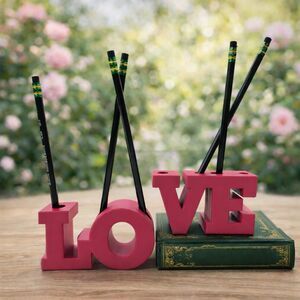 LOVE Pencil Holder Desk Decor | 3D Printed Gift